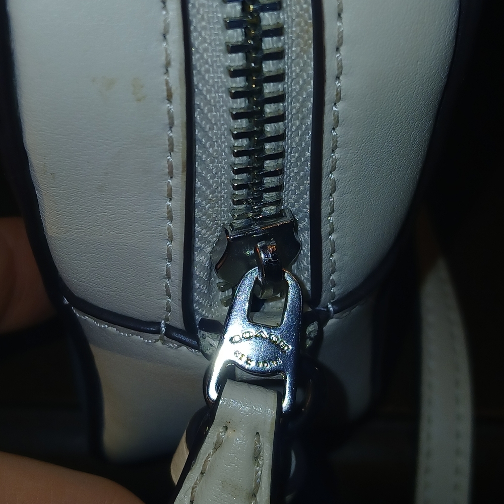 Coach Blue and Cream Checkered Women's Camera Bag Like New - Picture 10 of 14